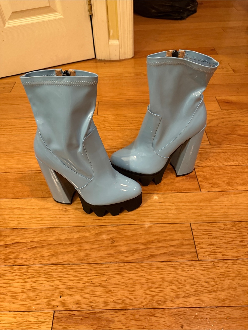 Platform Booties in Light Blue